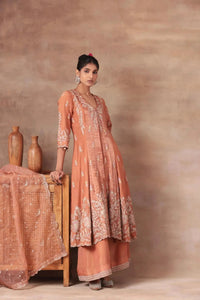 The Peach Shimmer Jacket Suit - Arzoo Essentials