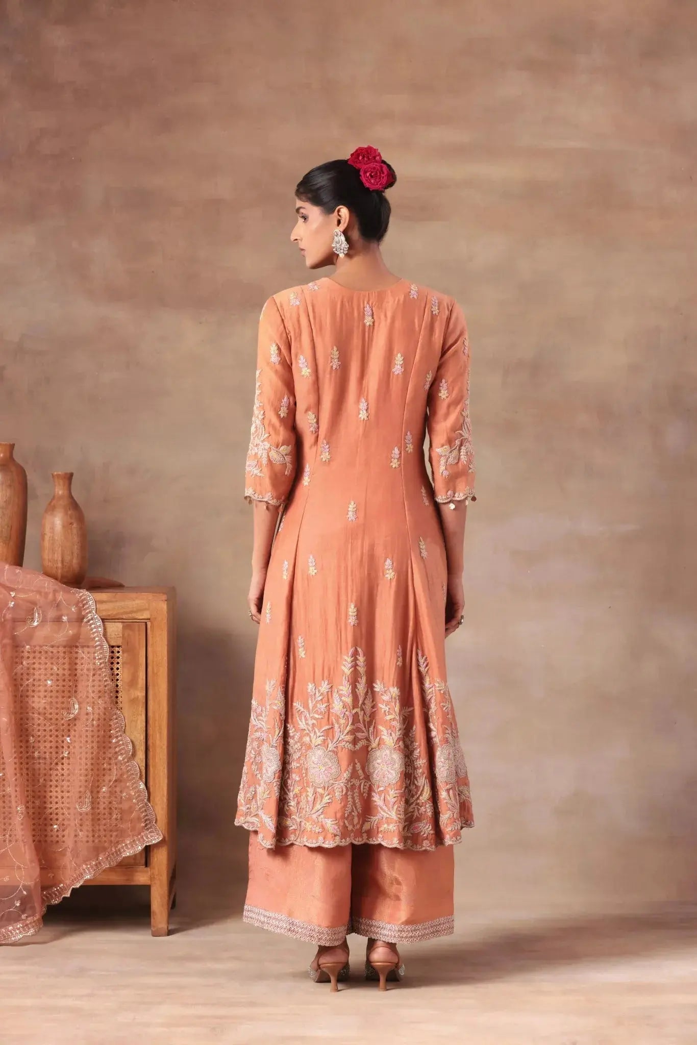 The Peach Shimmer Jacket Suit - Arzoo Essentials