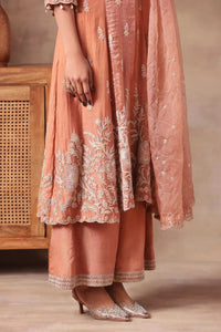 The Peach Shimmer Jacket Suit - Arzoo Essentials