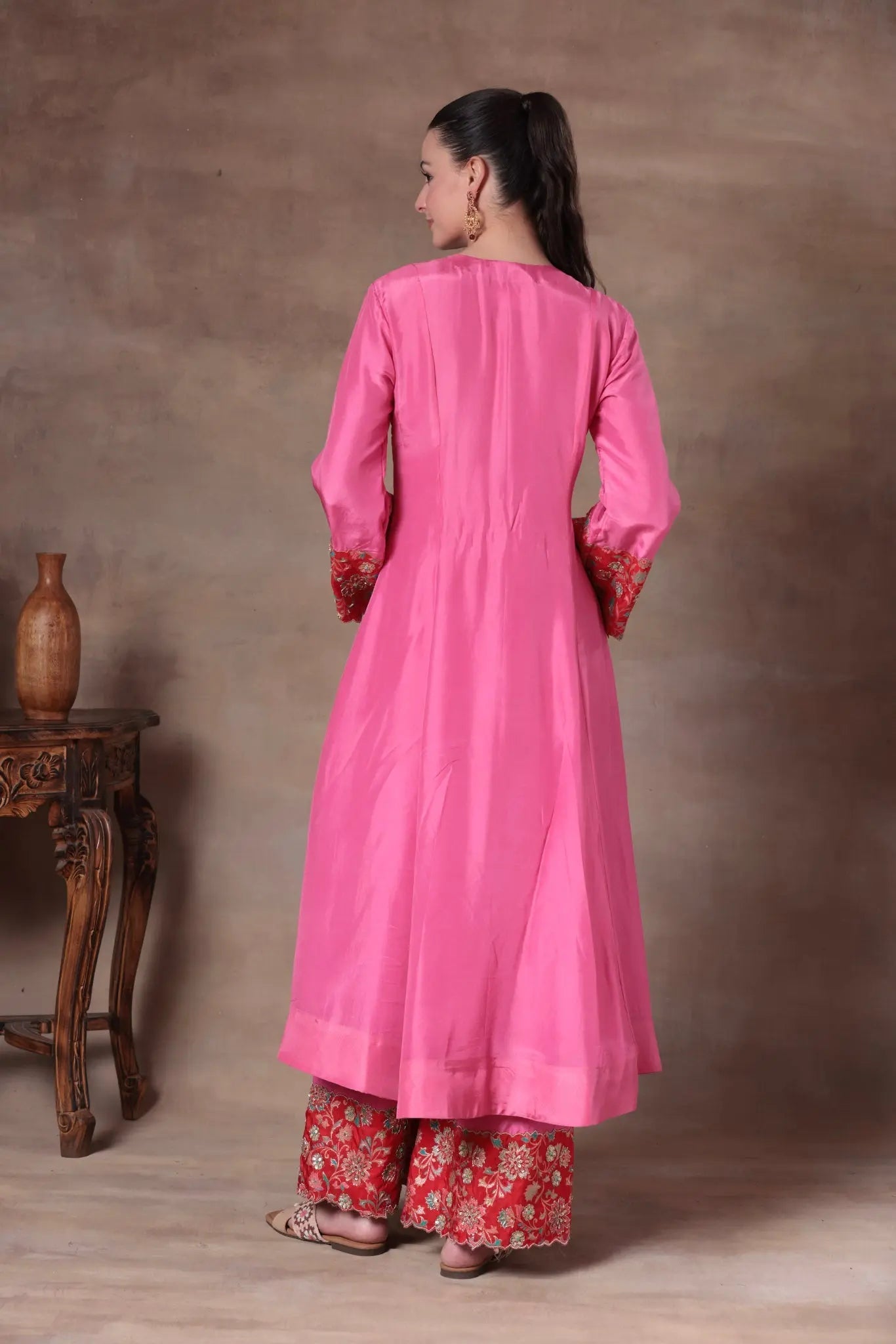 The Rani Pink Fringe Yoke Set - Arzoo Essentials