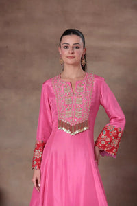 The Rani Pink Fringe Yoke Set - Arzoo Essentials