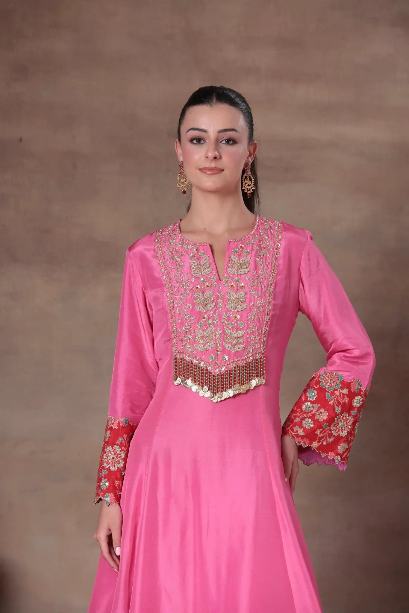 The Rani Pink Fringe Yoke Set - Arzoo Essentials