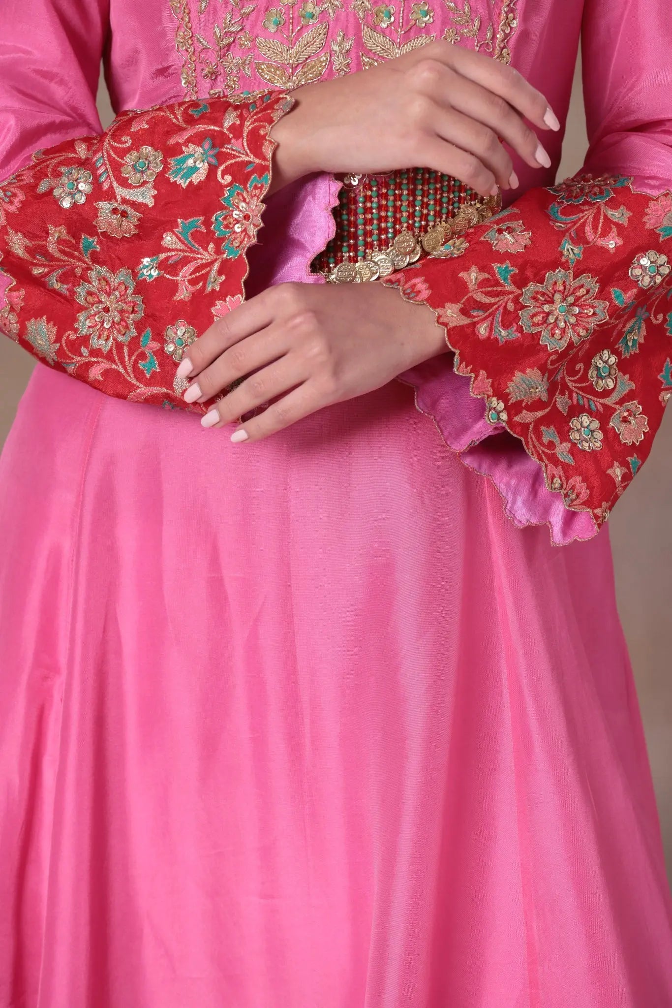 The Rani Pink Fringe Yoke Set - Arzoo Essentials