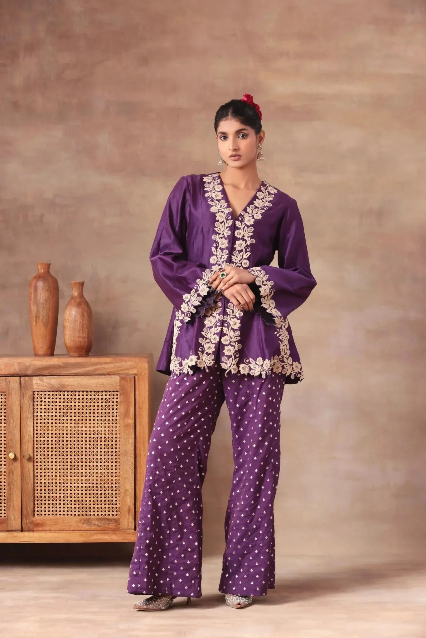 The Royal Plum Scalloped Co-ord - Arzoo Essentials