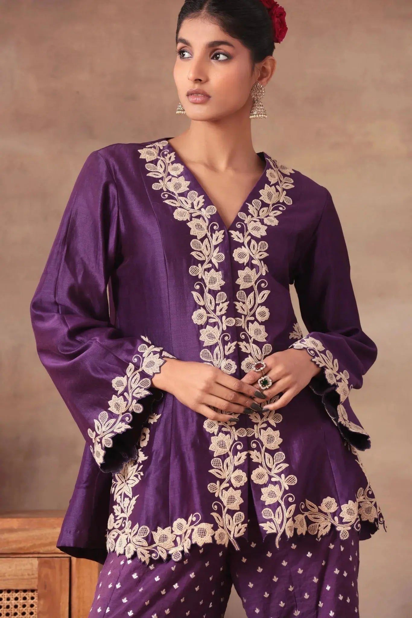 The Royal Plum Scalloped Co-ord - Arzoo Essentials