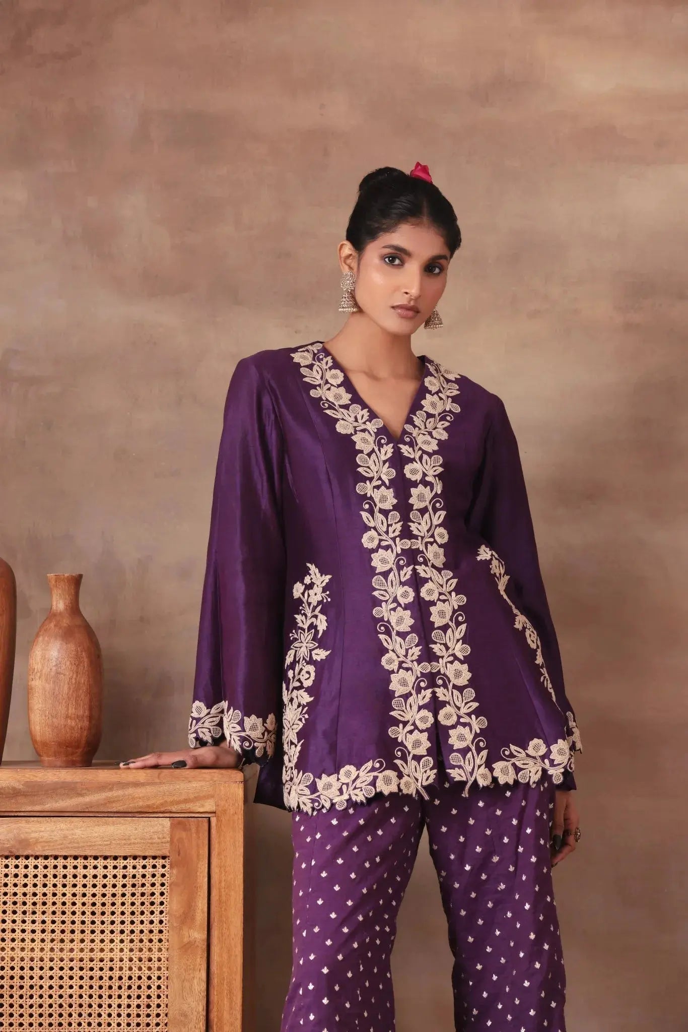 The Royal Plum Scalloped Co-ord - Arzoo Essentials