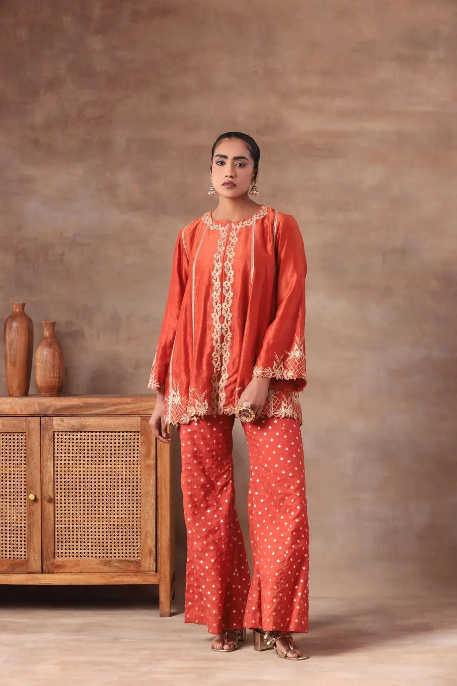 The 'Saffron' Embroidered Lounge Set