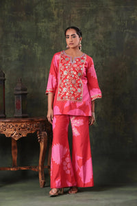 The Strawberry Red Floral Yoke Set - Arzoo Essentials