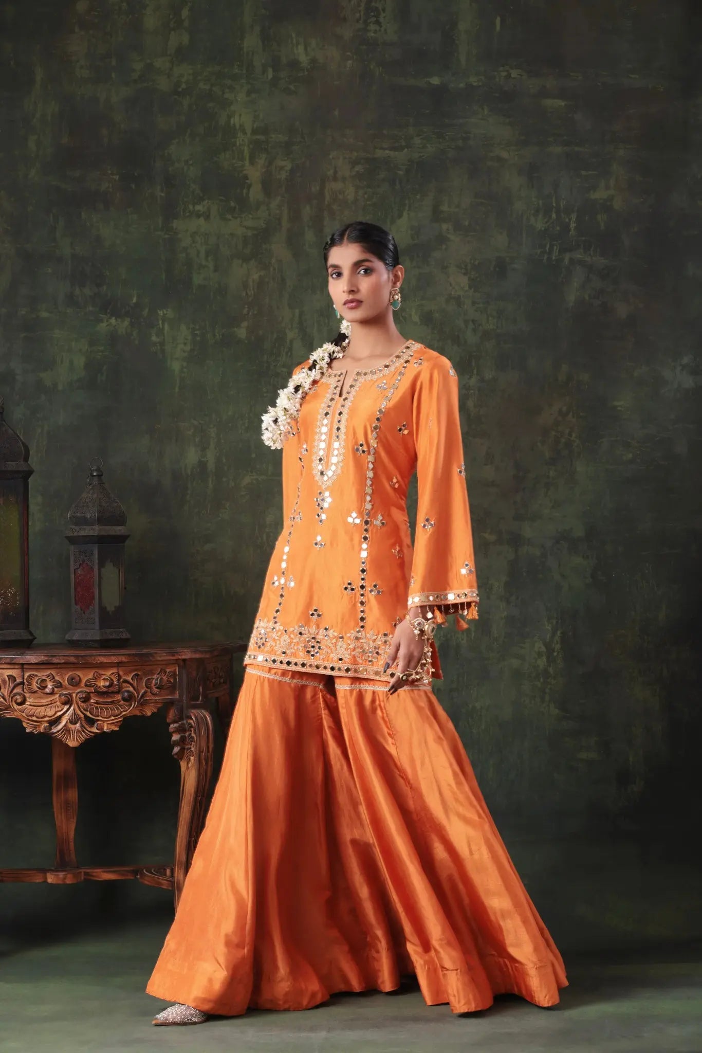 The Tangerine Mirror Sharara Set - Arzoo Essentials