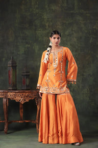 The Tangerine Mirror Sharara Set - Arzoo Essentials