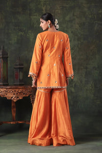 The Tangerine Mirror Sharara Set - Arzoo Essentials