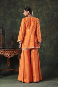 The Tangerine Mirror Sharara Set - Arzoo Essentials