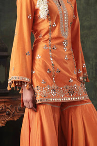 The Tangerine Mirror Sharara Set - Arzoo Essentials
