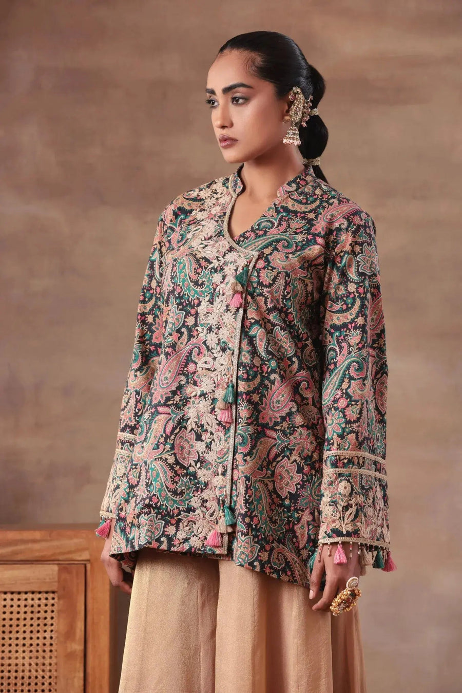 The Teal Paisley Tassel Angrakha Set - Image 3