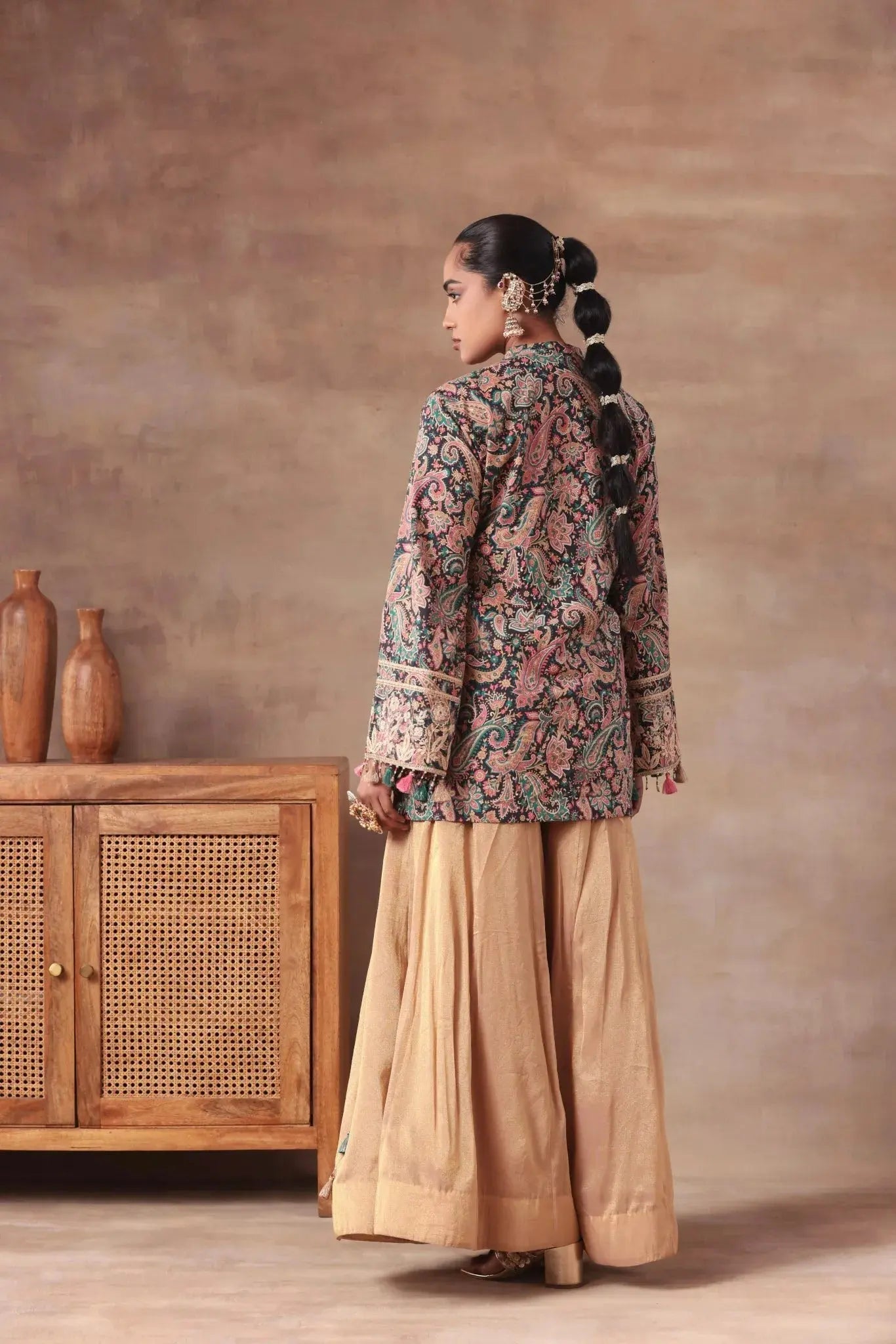 The Teal Paisley Tassel Angrakha Set - Arzoo Essentials