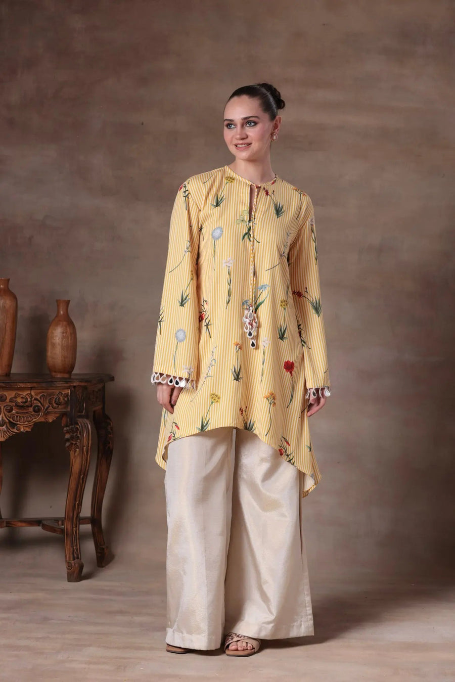 The Yellow Striped Floral High-Low Set - Image 3